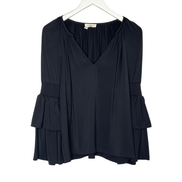 Ramy Brook Lali Blouse Black Tiered Bell Sleeve Size XS - Picture 7 of 13